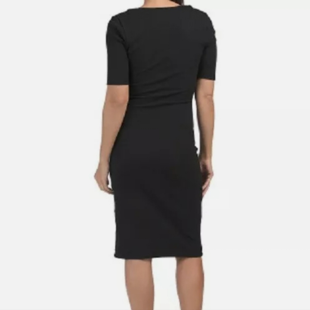 7 For All Mankind Womenβs Bodycon Rib-Knit Cut-Out Dress - Picture 8 of 8